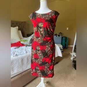 Connected Apparel Women's Floral Faux Wrap Midi Sheath Dress Size 6